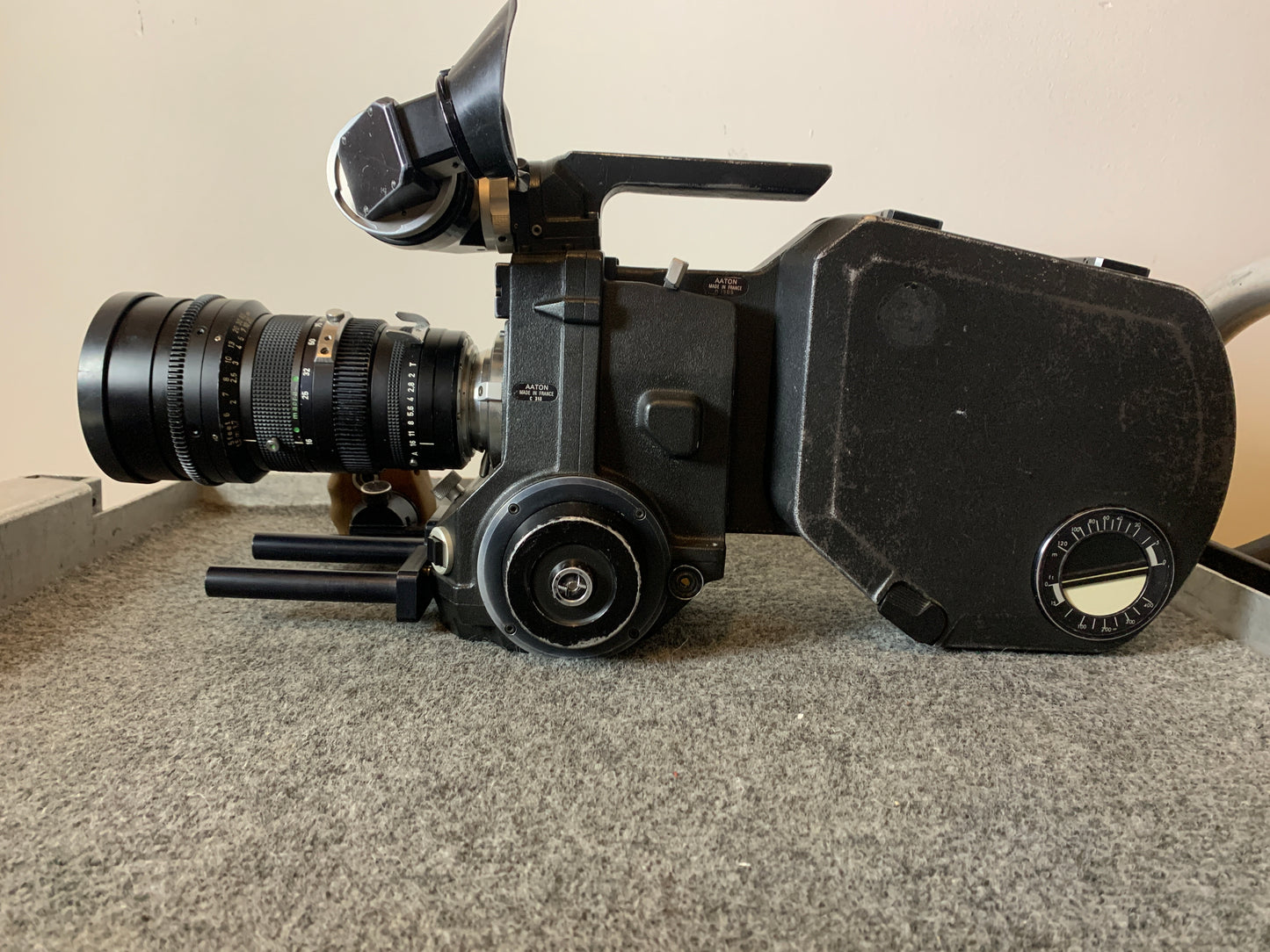 Aaton LTR32 16mm movie camera with Zeiss 10-100 T2 lens