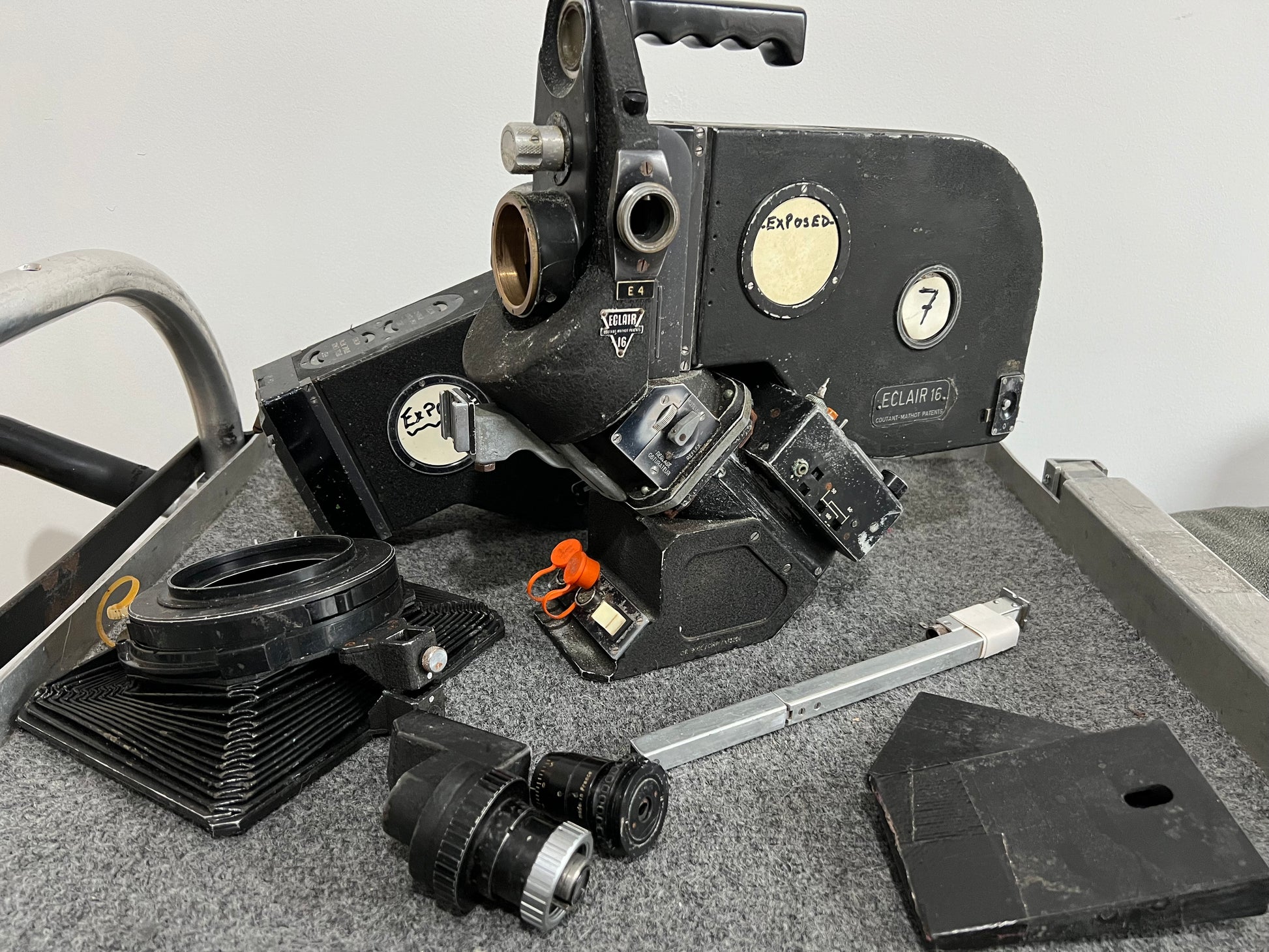 Elcair NPR 16mm movie camera crystal sync with 2x 400ft magazines